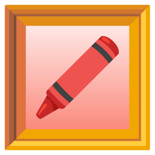 frame with picture lower left crayon