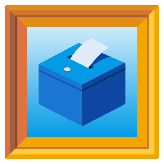 frame with picture ballot box with ballot