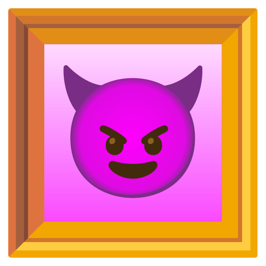 frame with picture smiling imp