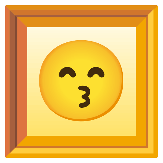 frame with picture kissing smiling eyes