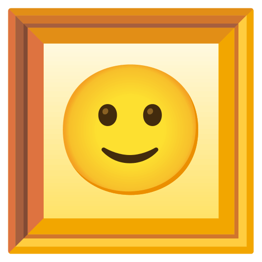 frame with picture slightly smiling face