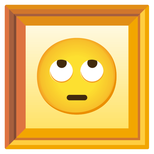 frame with picture face with rolling eyes