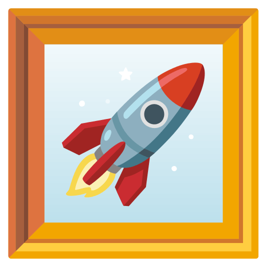 frame with picture rocket