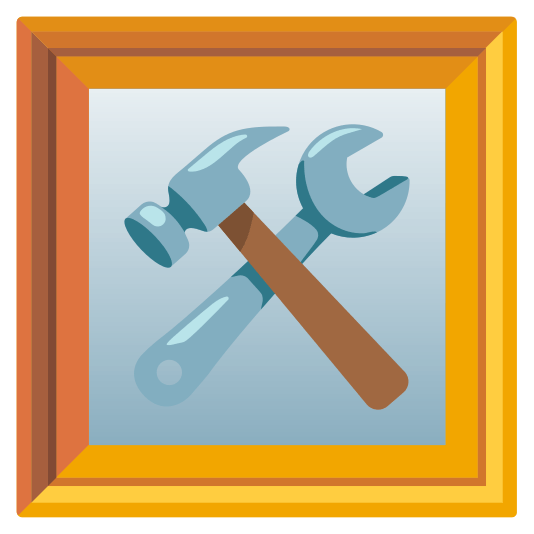 frame with picture hammer and wrench