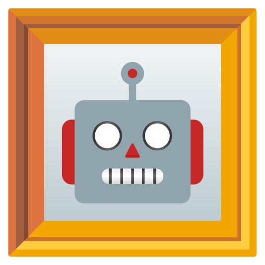 frame with picture robot face