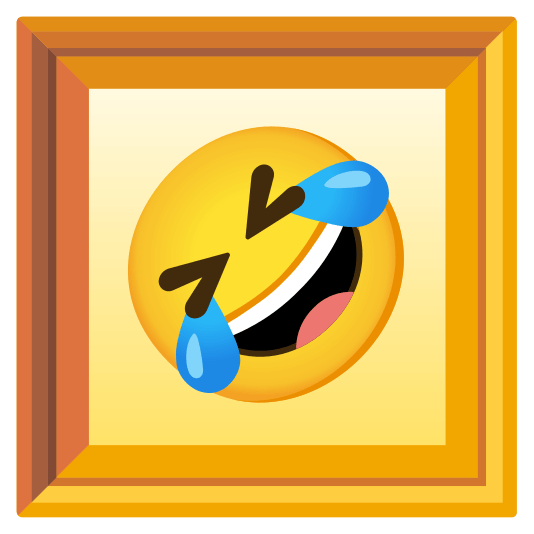 frame with picture rolling on the floor laughing