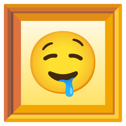 frame with picture drooling face