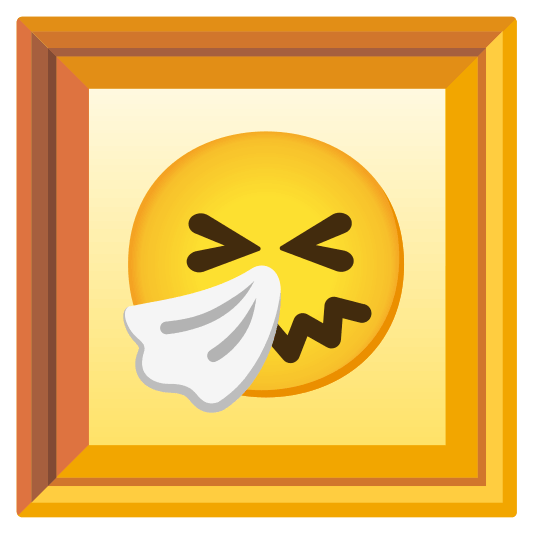 frame with picture sneezing face