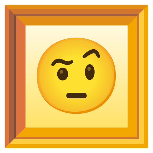 frame with picture face with raised eyebrow