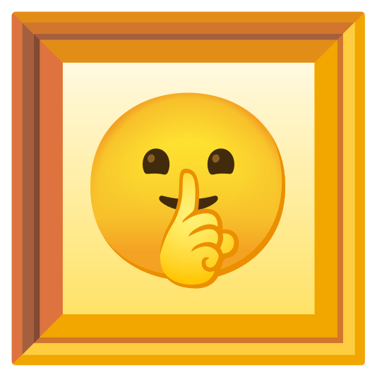 frame with picture shushing face