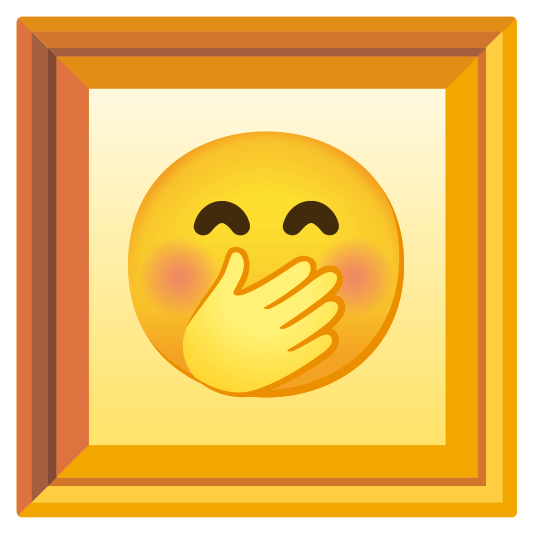 frame with picture face with hand over mouth