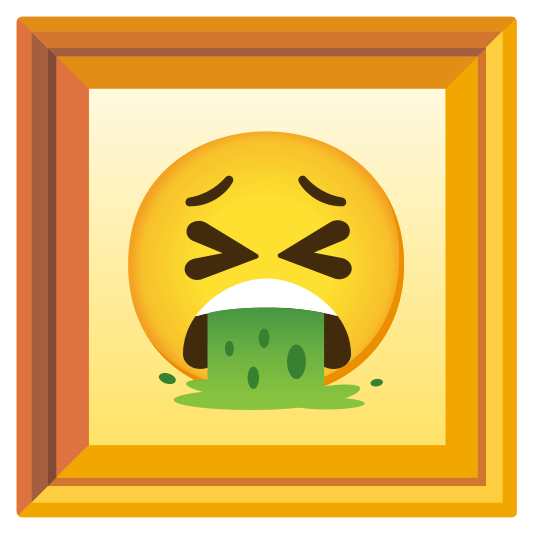 frame with picture face vomiting