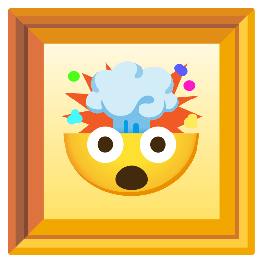 frame with picture exploding head