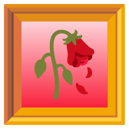 frame with picture wilted flower