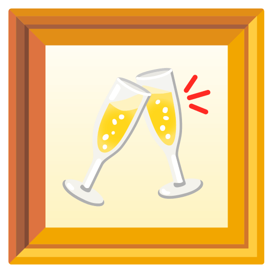 frame with picture clinking glasses