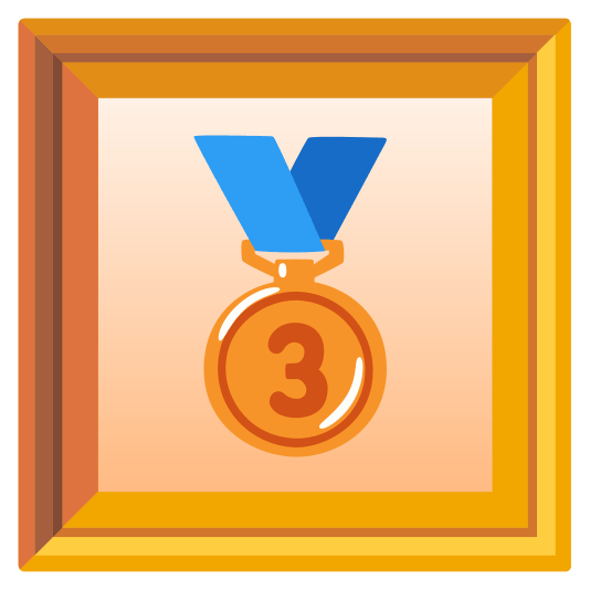 frame with picture third place medal