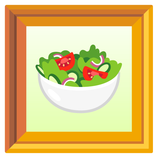 frame with picture green salad