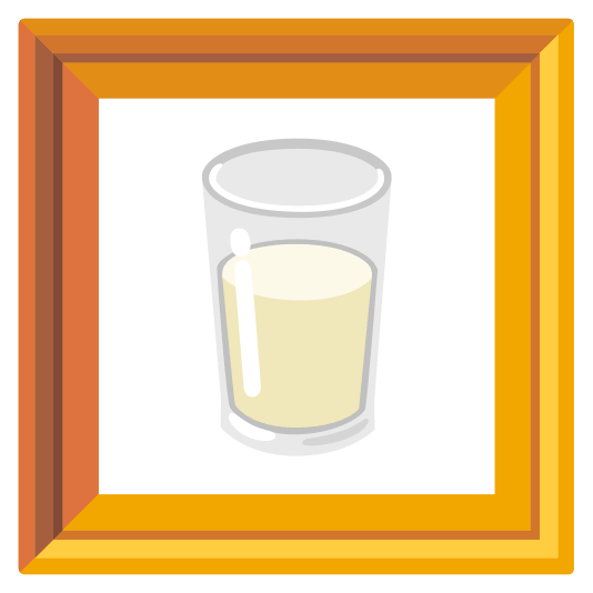 frame with picture glass of milk