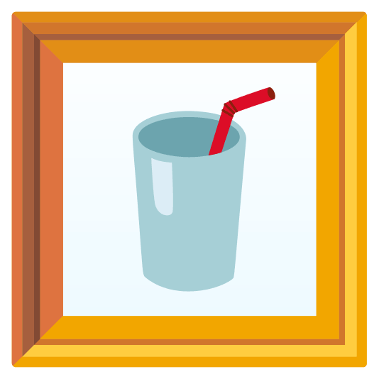 frame with picture cup with straw