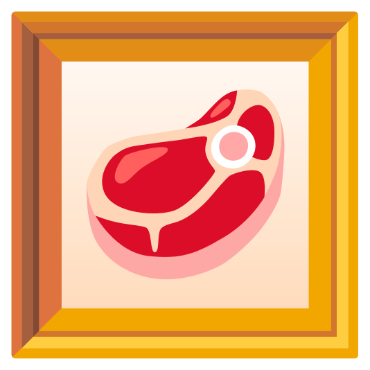 frame with picture cut of meat