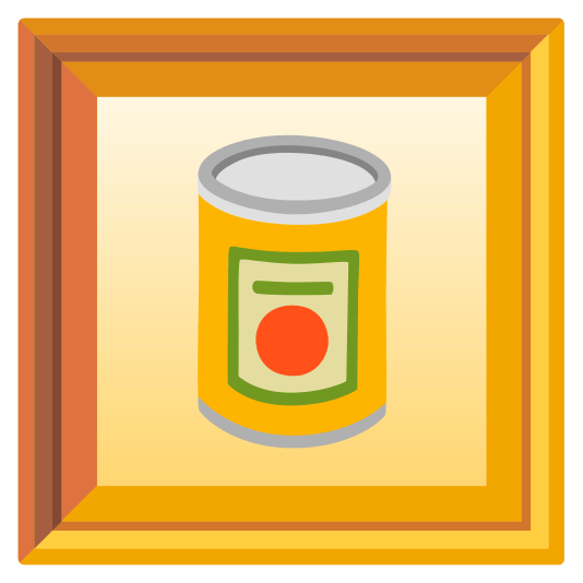 frame with picture canned food