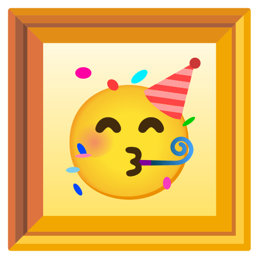 frame with picture partying face