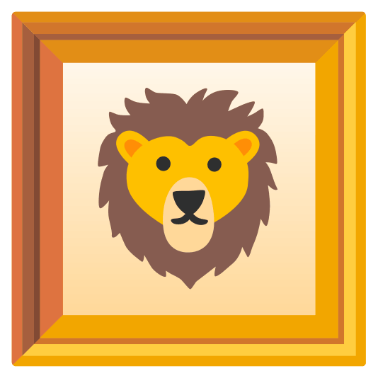 frame with picture lion face