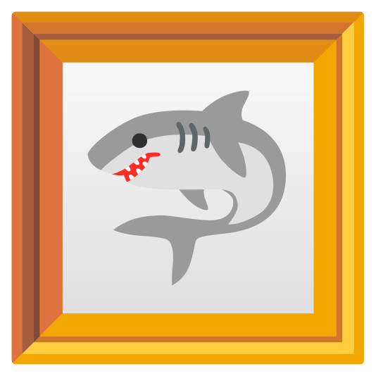 frame with picture shark