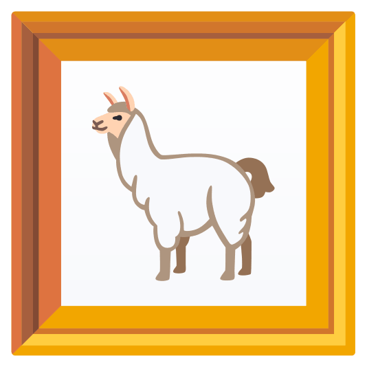 frame with picture llama