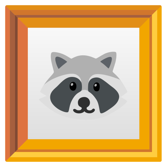 frame with picture raccoon