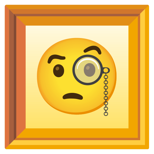 frame with picture face with monocle