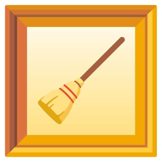 frame with picture broom