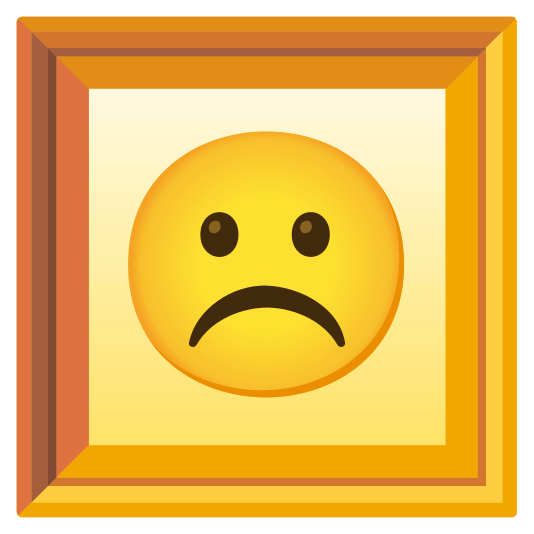 frame with picture white frowning face