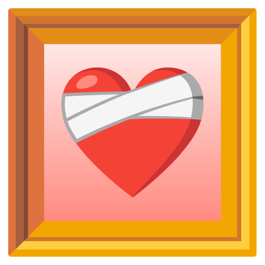 frame with picture mending heart