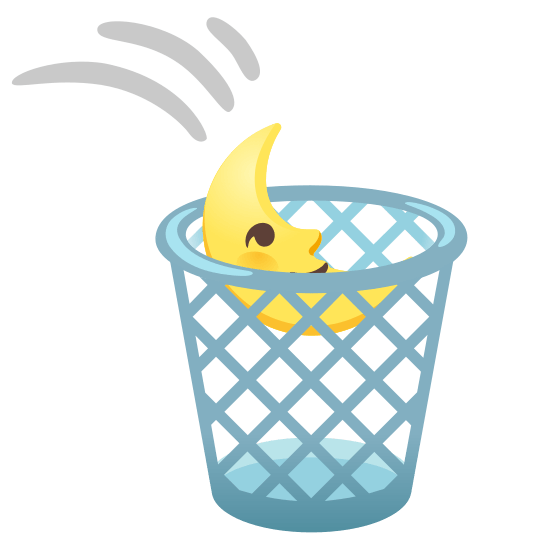 wastebasket last quarter moon with face