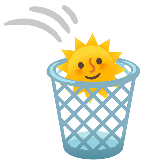 wastebasket sun with face