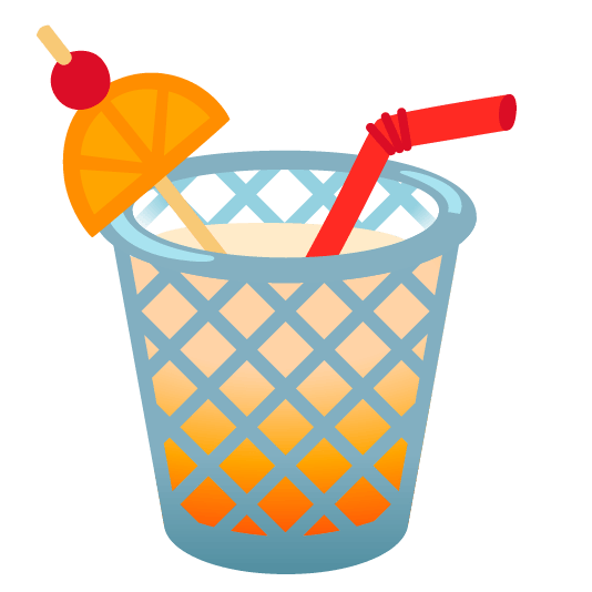 wastebasket tropical drink