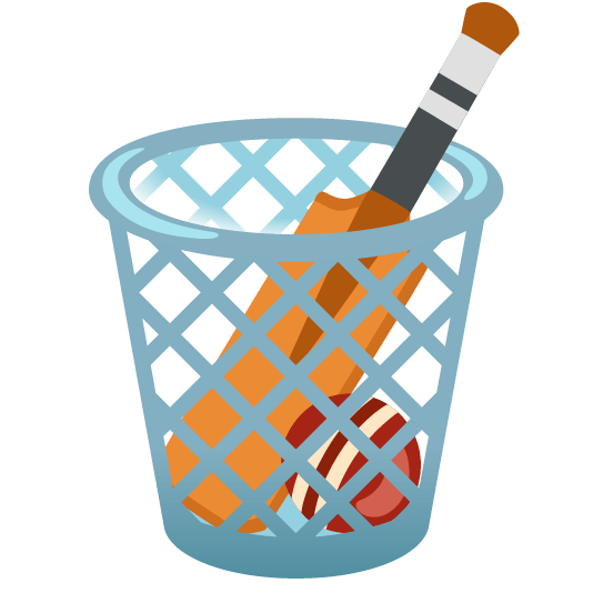 wastebasket cricket bat and ball