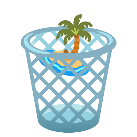 wastebasket desert island
