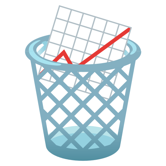 wastebasket chart with upwards trend