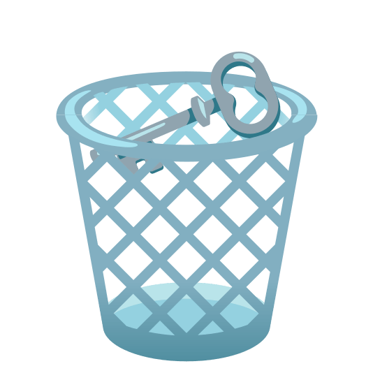 wastebasket old key