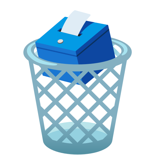 wastebasket ballot box with ballot