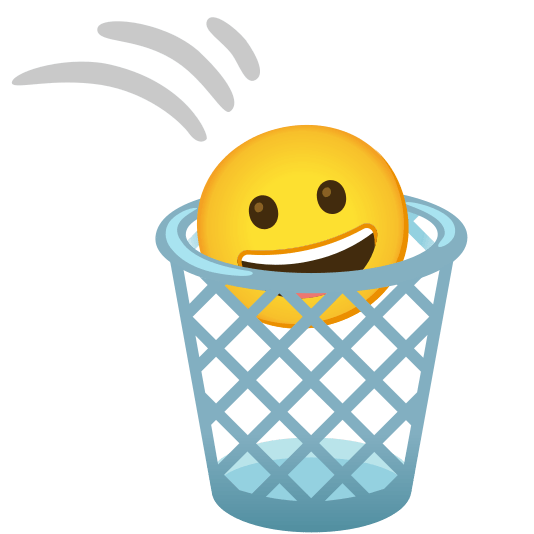 wastebasket grinning