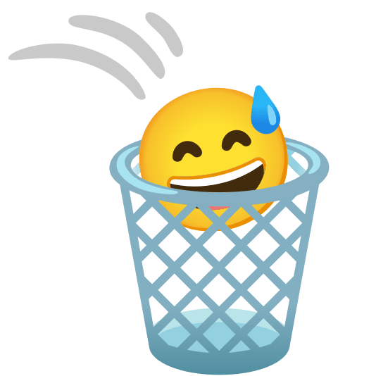 wastebasket sweat smile