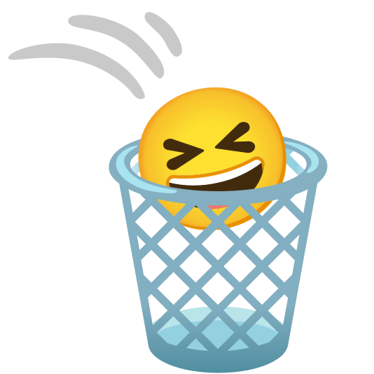 wastebasket laughing