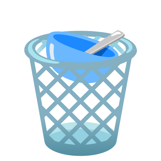 wastebasket bowl with spoon