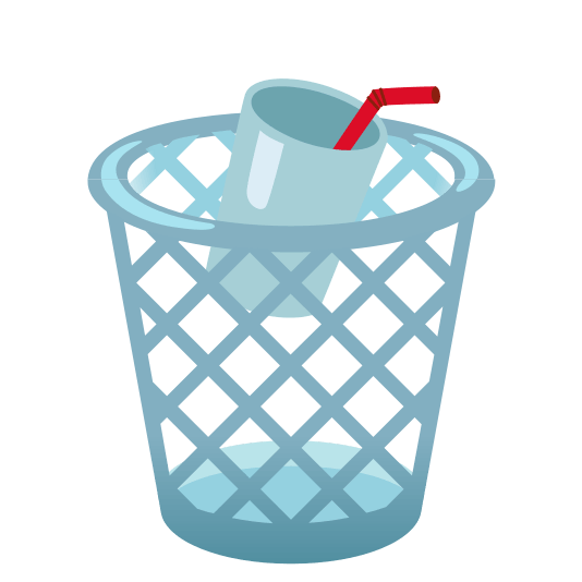 wastebasket cup with straw