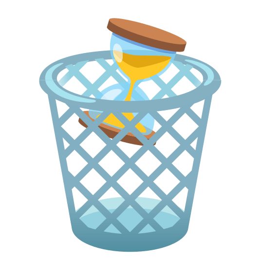 wastebasket hourglass flowing sand