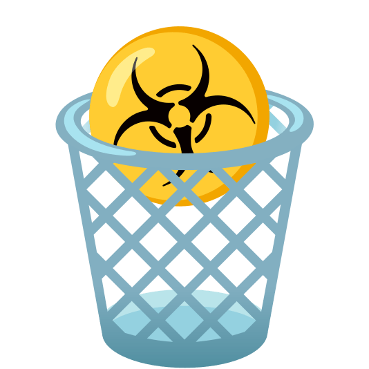 wastebasket biohazard sign