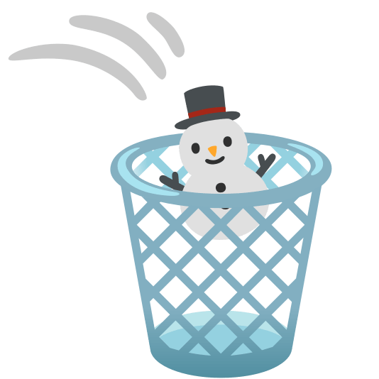 wastebasket snowman without snow